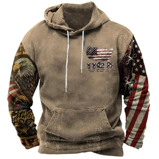 ZOCAVIA American Flag Hoodies for Men Eagle UAS Flag Western Ethnic Hooded Pullover Tops Boys Fashion Hoodies & Sweatshirts Casual Long Sleeve Drawstring Hoodies for Boys with Pockets - XL - Casual Fit Clothes
